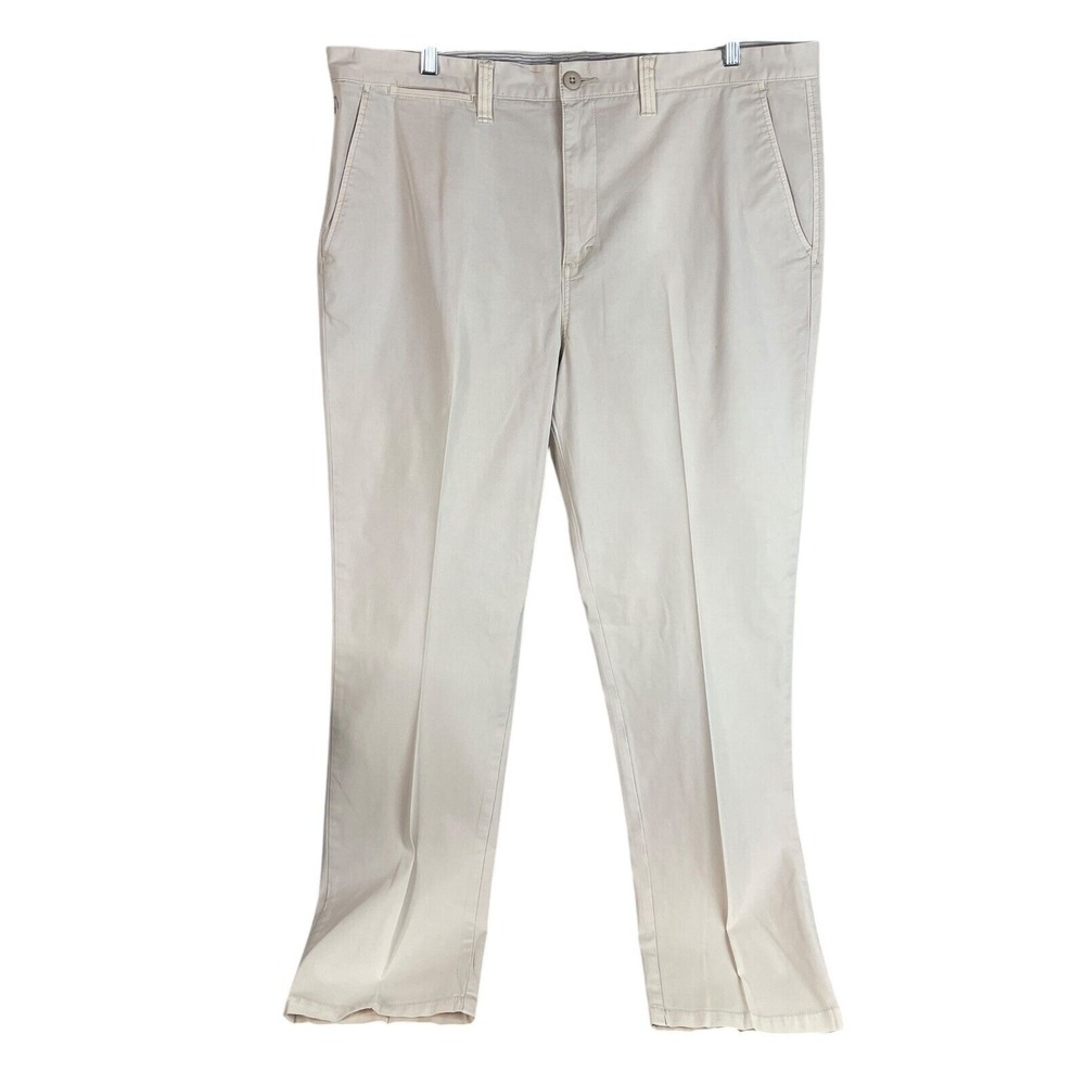 Carbon 2 Cobalt Mens Khaki Chino Pants 40x32 Beige Flat Front‎ Stretch *read